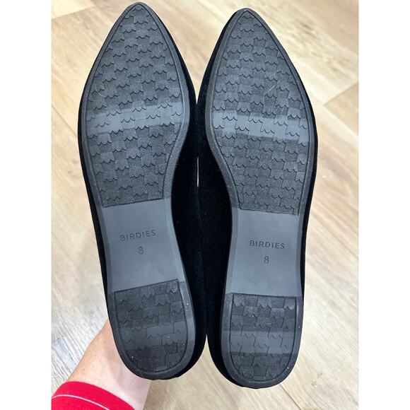 Birdies Women's Sparrow Black Velvet Pointed Ballet Flats Size 8 - Picture 3 of 5